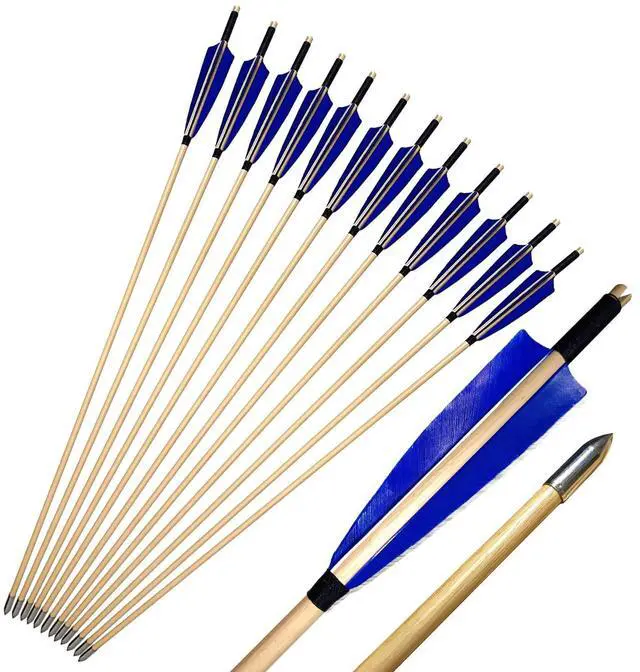 Main image of Wooden Arrows Archery Handmade Arrows 33inch Shaft with Turkey Feather Fletching for Recurve Bow Longbow Hunting Practice 12PACK