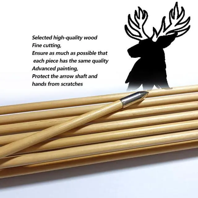 Alt view image 5 of 7 - Wooden Arrows Archery Handmade Arrows 33inch Shaft with Turkey Feather Fletching for Recurve Bow Longbow Hunting Practice 12PACK