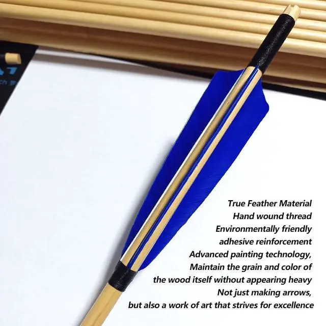 Alt view image 4 of 7 - Wooden Arrows Archery Handmade Arrows 33inch Shaft with Turkey Feather Fletching for Recurve Bow Longbow Hunting Practice 12PACK