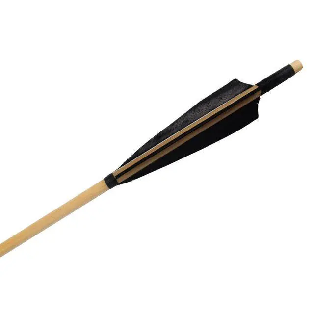 Alt view image 3 of 7 - Wooden Arrows Archery Handmade Arrows 33inch Shaft with Turkey Feather Fletching for Recurve Bow Longbow Hunting Practice 12PACK