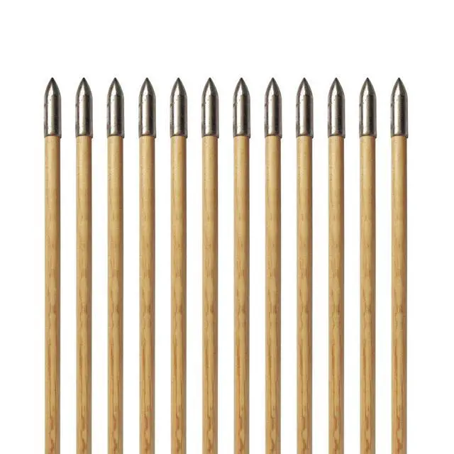 Alt view image 4 of 7 - Wooden Arrows Archery Handmade Arrows 33inch Shaft with Turkey Feather Fletching for Recurve Bow Longbow Hunting Practice 12PACK