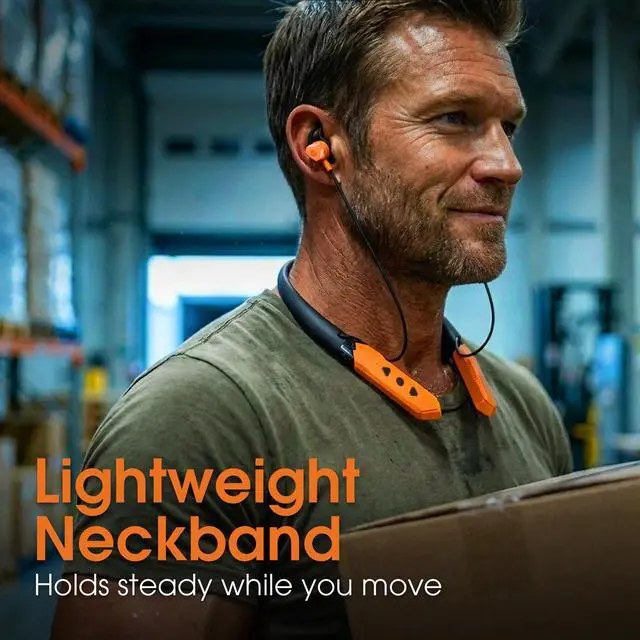 Alt view image 4 of 7 - Bluetooth 5.2 Neckband Earbuds, 15-Hour Battery, Inline Mic, IPX4 | 5.2 in-ear audio, voice control, USB-C charging, magnetic backs, ear hooks, S/M/L tips, secure fit, 15-hour use | 179829FBA