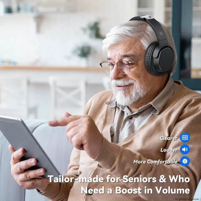 Alt view image 4 of 7 - Wireless Headphones for TV, TV Headphones Wireless for Seniors, Versatile Charging Dock with Transmitter, Instant Audio Sync, 65-Hour Battery Life, Ideal Gift for Parents & Seniors