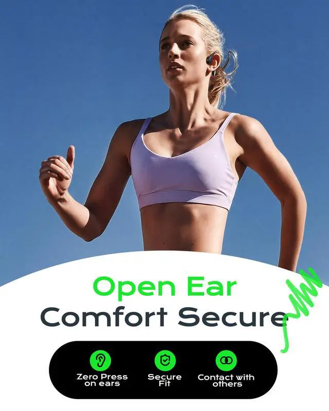 Alt view image 2 of 7 - Open Ear Sport Headphones, Wireless Bone Conduction Earphones, Built-in 32GB MP3,with Mic, IP68, Sweat & Water Resistant, Up to 8 Hours Battery, Bluetooth 5.3,for Running,Swimming,Workouts