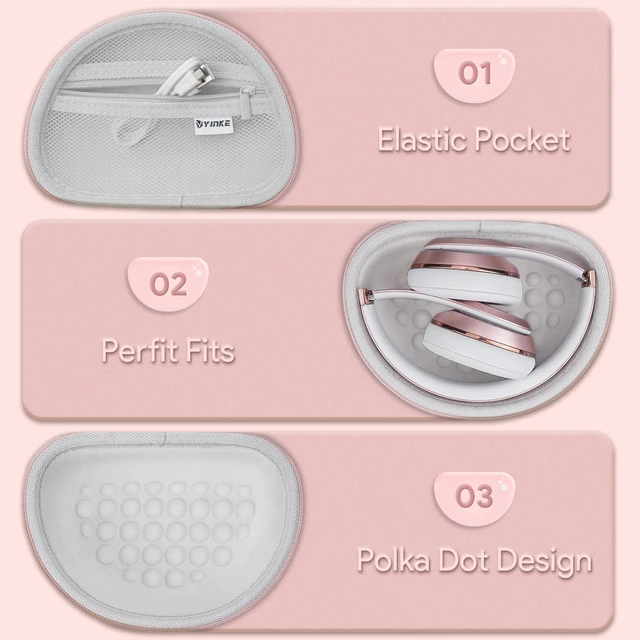 Alt view image 3 of 7 - Case for Beats Solo3 /Solo 4 On-Ear Headphones, Portable Travel Hard Shell Storage Bag (Rose Gold)