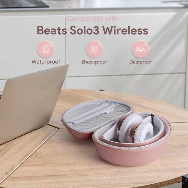 Alt view image 4 of 7 - Case for Beats Solo3 /Solo 4 On-Ear Headphones, Portable Travel Hard Shell Storage Bag (Rose Gold)