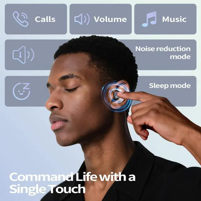 Alt view image 6 of 7 - Sleep Earbuds, Mini ANC Wireless Earbuds Bluetooth 5.4 Headphones Deep Bass Stereo, 48H Playtime Ear Buds, 4 ENC Noise Cancelling Mic, IP7 in Ear Earphones for Side Sleepers,Touch Control