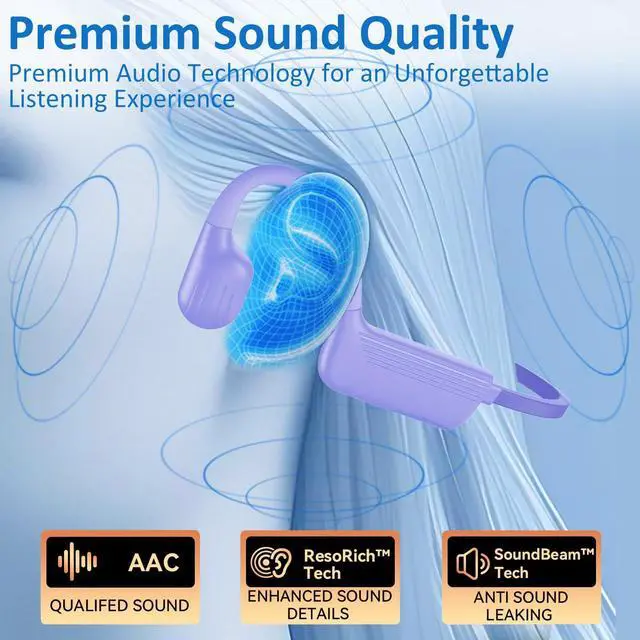 Alt view image 5 of 7 - Swimming Headphones Underwater, IP68 Waterproof Bone Conduction Headphones, Bluetooth 6.0 Open Ear Swim Earbuds with 32GB Built-in MP3,Adjustable Headband for Swim Cap/Hat,Dual Device Pairing (Purple