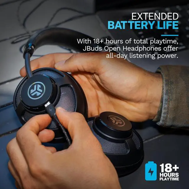 Alt view image 3 of 7 - JBuds Open Wireless Headphones Open-Ear, Comfortable All-Day Fit, 24+ Hour Playtime, Immersive Sound, Bluetooth Headphones with App Control, Black