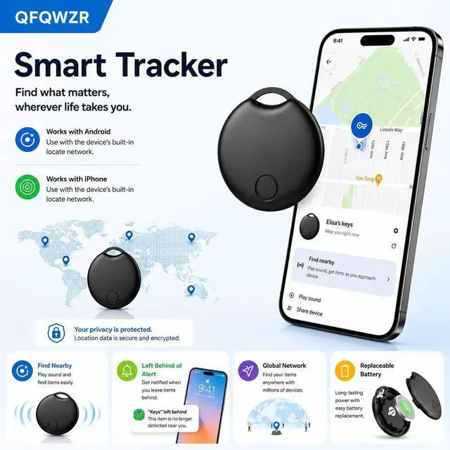 Alt view image 2 of 7 - 2026 Tracker Smart Tags for iOS and Android,Dual System Android Tracker Tags Bluetooth Key Finder Compatible with iOS and Android for Keys, Luggage and More