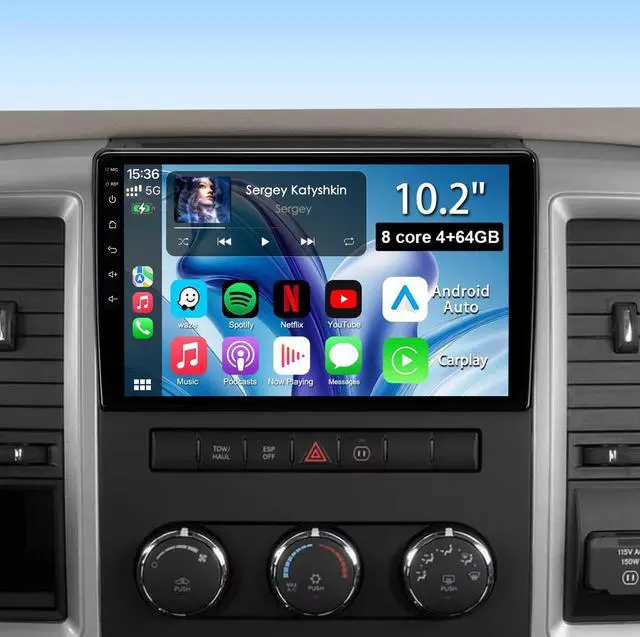 Main image of 10.2" 8 Core 4+64GB Car Radio Stereo Upgrade for 2009-2012 Dodge Ram 1500 2500 3500, Plug and Play Android 13 Head Unit with Wireless Carplay/Android Auto/1080P Backup Camera