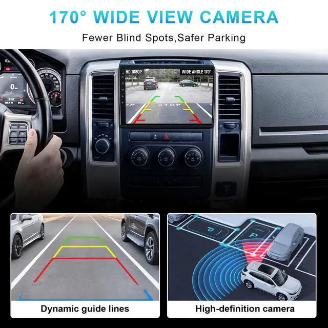 Alt view image 5 of 7 - 10.2" 8 Core 4+64GB Car Radio Stereo Upgrade for 2009-2012 Dodge Ram 1500 2500 3500, Plug and Play Android 13 Head Unit with Wireless Carplay/Android Auto/1080P Backup Camera