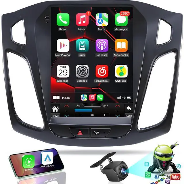 Main image of 10.4 inches Android12 Car Stereo Ford Focus Radio Upgrade 2012-2018 with Touch Screen 1024 * 768 RDS Auto with GPS Bluetooth 5GWiFi Backup Camera
