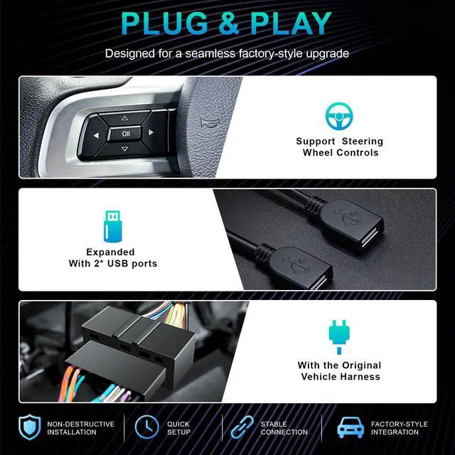Alt view image 6 of 7 - 10.2" 8 Core 4+64GB Car Radio Stereo Upgrade for 2009-2012 Dodge Ram 1500 2500 3500, Plug and Play Android 13 Head Unit with Wireless Carplay/Android Auto/1080P Backup Camera