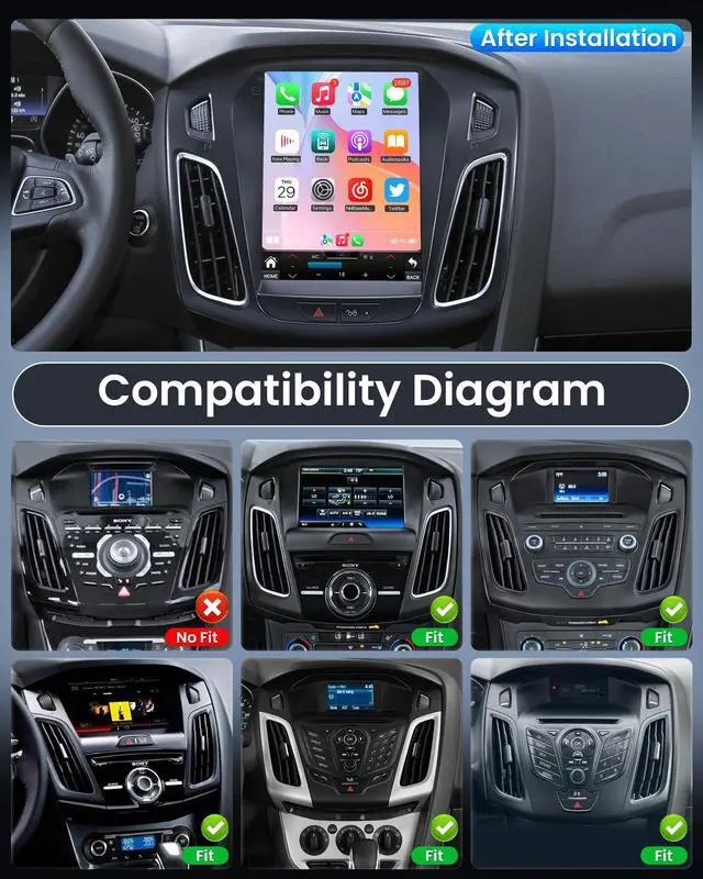 Alt view image 2 of 7 - 10.4 inches Android12 Car Stereo Ford Focus Radio Upgrade 2012-2018 with Touch Screen 1024 * 768 RDS Auto with GPS Bluetooth 5GWiFi Backup Camera
