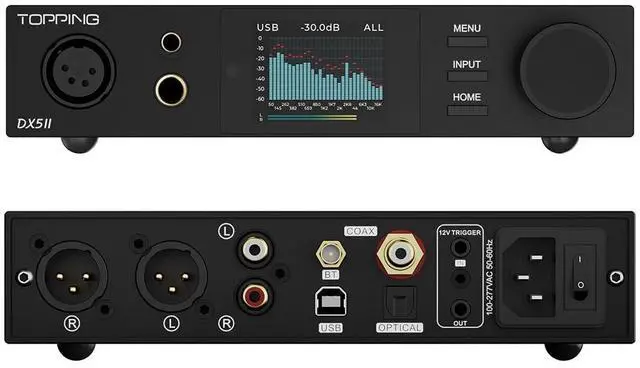 Alt view image 3 of 7 - DX5 II Hi-Res DAC & Headphone Amp Combo Dual ES9039Q2M, X-Hybrid Amp, 10-Band PEQ, LDAC Bluetooth 5.1, 4.4mm Balanced & 6.35mm Headphone Output, Preamp Mode, 12V Trigger (Black)