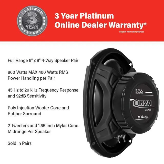 Alt view image 2 of 7 - NX694 6 x 9 Car Speakers, 800 W Pair, 4 Way, Full Range