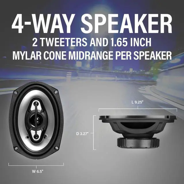 Alt view image 5 of 7 - NX694 6 x 9 Car Speakers, 800 W Pair, 4 Way, Full Range