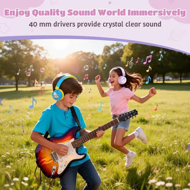 Alt view image 6 of 7 - Kids Headphones Bluetooth for Girls, Toddler Headphones Wireless for School | 85/95dB Volume Limited, 50H Playtime, Bluetooth 6.0, Built in Mic, Fast Charging for Tablet, iPad, Cellphone