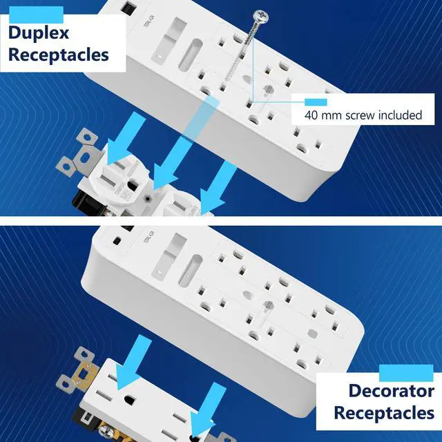 Alt view image 5 of 7 - 6-Outlet Surge Expander, Surge Protector Up to 1500J, Matte White | 2 Type C & 1 Type A USB Outlet Extender, LED Indicator, UL Listed, Thermoplastic, USB-C, Expand Your Power With 6 Outlets
