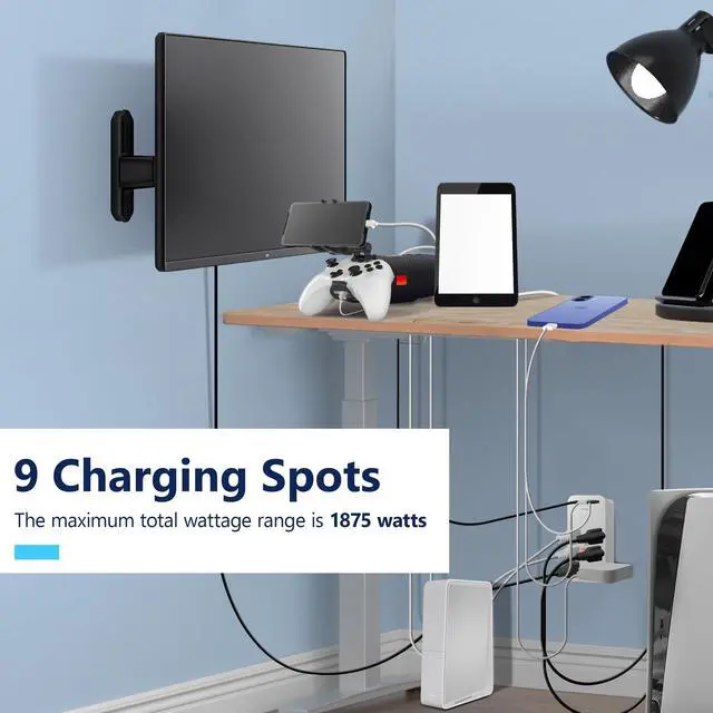 Alt view image 7 of 7 - 6-Outlet Surge Expander, Surge Protector Up to 1500J, Matte White | 2 Type C & 1 Type A USB Outlet Extender, LED Indicator, UL Listed, Thermoplastic, USB-C, Expand Your Power With 6 Outlets