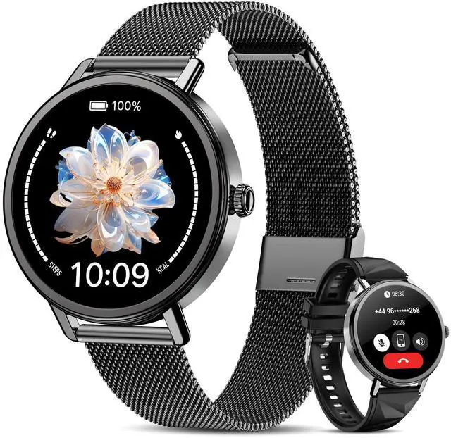 Main image of Smart Watches for Women Android / iPhone, 1.26" AMOLED Fitness Tracker with Bluetooth Calls, 8 Days Battery Life/Heart Rate Monitor/100+Sports Model, IP68 Waterproof Women's Smartwatches(2 Bands)