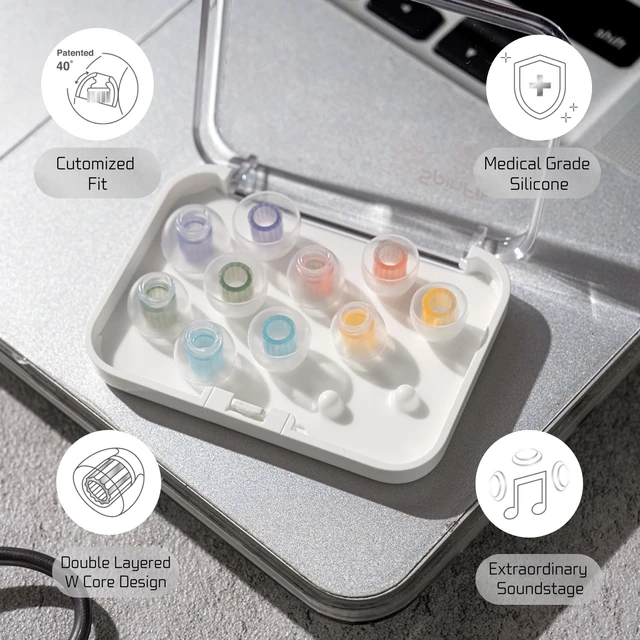 Alt view image 4 of 7 - W1 for IEM - M - Patented Medical-Grade Silicone Ear Tips, Double W-Shaped Tube Core, More Stability
