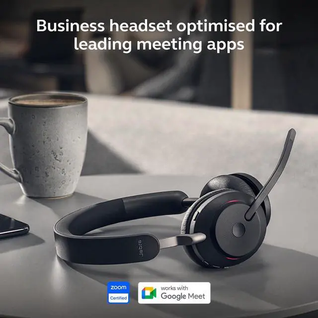 Alt view image 5 of 7 - Evolve2 65 Bluetooth Wireless Headset with Mic for Calls and Music, Single-Ear Headphones with USB-A Adapter, Up to 37 Hours Battery, Works with Microsoft Teams, Black