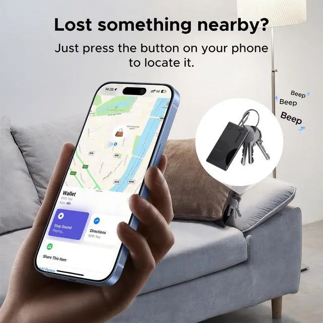 Alt view image 4 of 7 - FineTrack Slim Wallet Tracker Card (iOS Only) | Rechargeable Air Tracker Tags Compatible with Apple Find My, Smart Tags for Wallet,Luggage and More