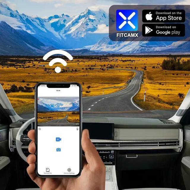 Alt view image 5 of 7 - Front 4K+Rear 1080P Dash Cam Adapts for Hyundai Santa Fe 2024-2026 (Part No#P6000), OEM Factory Look, 2 Way HD Video, Built-in WiFi & APP, Loop Recording, G-Sensor, Easy to Set, 128GB Card