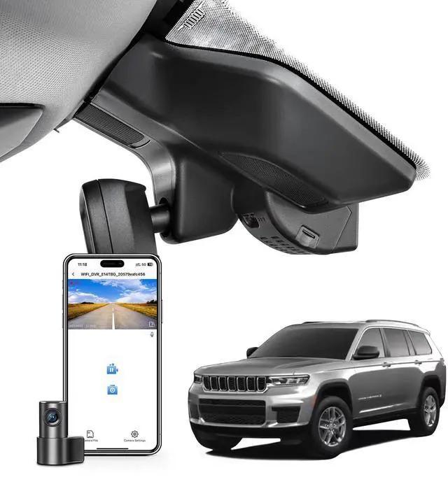 Main image of Front 4K & Rear 1080P Dash Cam for Grand Cherokee 2022-2026 | Grand Cherokee L 2021-2026 (Model D), Laredo Limited Overland Summit Trailhawk, UHD 2160P Video,WiFi & App,GPS, 128GB Card