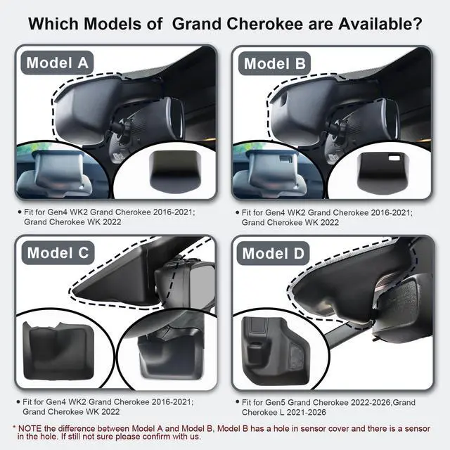 Alt view image 2 of 7 - Front 4K & Rear 1080P Dash Cam for Grand Cherokee 2022-2026 | Grand Cherokee L 2021-2026 (Model D), Laredo Limited Overland Summit Trailhawk, UHD 2160P Video,WiFi & App,GPS, 128GB Card