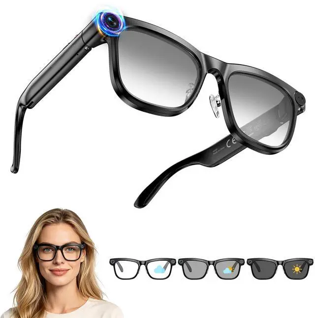 Main image of AI Smart Glasses with 8MP Camera, 1080P Video Recording Sunglasses | Photo Capture | Object Recognition | One-Click Video Generation | Real-Time Live View | Bluetooth Calls | AI Assistant