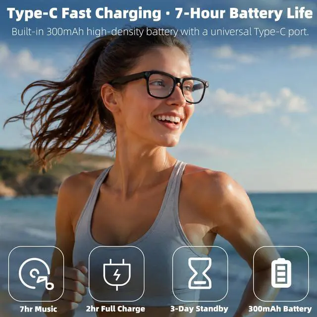 Alt view image 4 of 7 - AI Smart Glasses with 8MP Camera, 1080P Video Recording Sunglasses | Photo Capture | Object Recognition | One-Click Video Generation | Real-Time Live View | Bluetooth Calls | AI Assistant