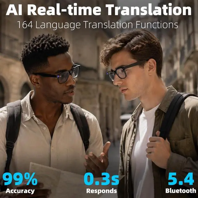 Alt view image 7 of 7 - AI Smart Glasses with 8MP Camera, 1080P Video Recording Sunglasses | Photo Capture | Object Recognition | One-Click Video Generation | Real-Time Live View | Bluetooth Calls | AI Assistant