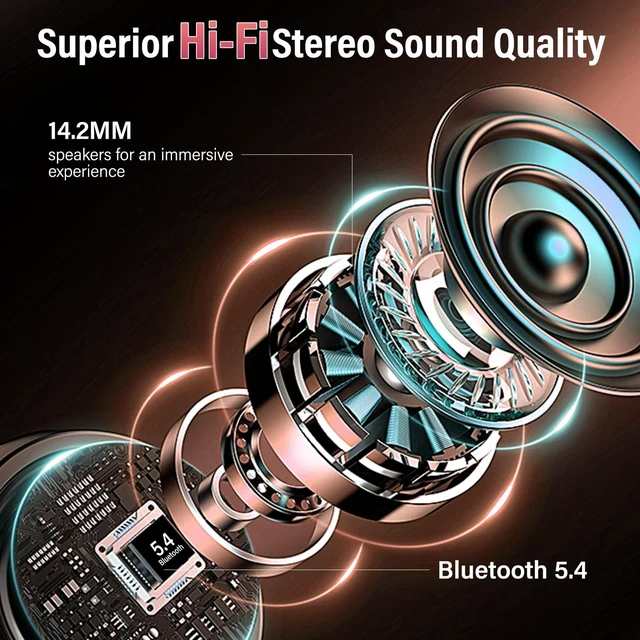 Alt view image 4 of 7 - Wireless Earbuds, Touch Screen Case, ANC/ENC Noise Cancelling, 48H, Rosa | Touch Screen Controls, 5 EQ Modes, Bluetooth 5.4, HiFi Stereo, Transparency Mode, IPX7 Waterproof, All-Day Comfor