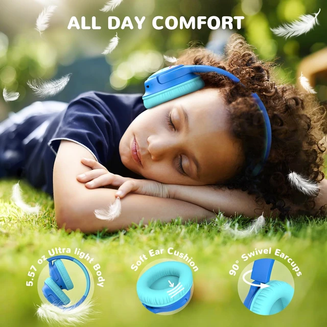 Alt view image 6 of 6 - BTH18 Kids Bluetooth Headphones LED Lights for Toddler Boys Girls SafeSound Tech, 43H Playtime Stereo Sound, USB C Charging AUX Cable, Over Ear Kids Headphones Wireless for iPad/Tablet/Travel