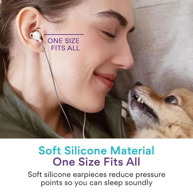 Alt view image 2 of 7 - SleepTones USB-C Wired Sleep Earbuds for Side Sleepers with Lightweight Low-Profile Silicone Earpieces, Noise Reduction Sleeping Headphones with Built-in Mic & Volume Controls (Beige)