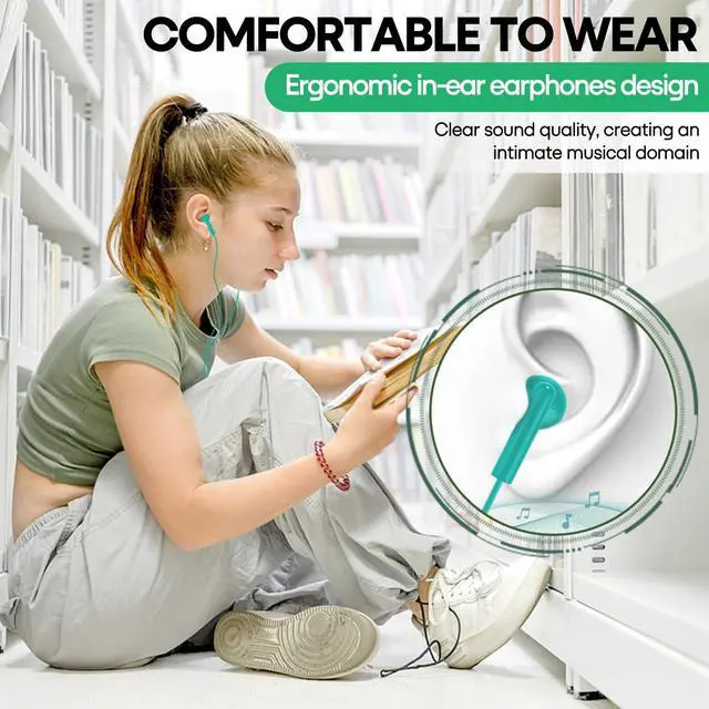 Alt view image 4 of 7 - 50 Pack Bulk Kids Earbuds for School Classroom Library, Student Wired Earphones with 3.5 mm Jack Multi Colored Earphones for Computer Chromebook Laptop PC (HY01,50 Mixed)
