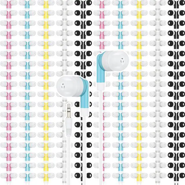 Main image of 400 Packs Bulk Earbuds Kids Wired Headphones Colorful in Ear Earphones Classroom Buds for Smartphones Laptop School Library Students Supplies, 5 Colors