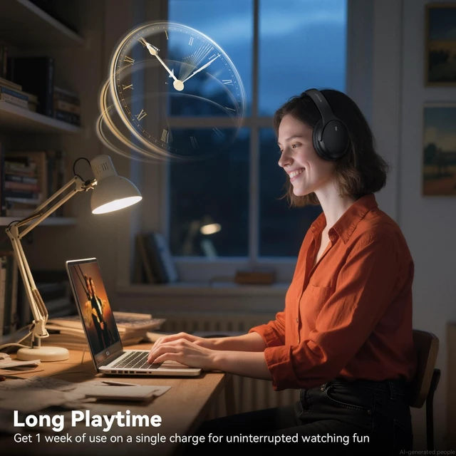 Alt view image 7 of 7 - Wireless Headphones for TV Watching, TV Headphones Wireless for Seniors with Transmitter Charging Base, No Delay Bluetooth Headphones for TV for Hard of Hearing, Plug and Play, Gifts for Elderly