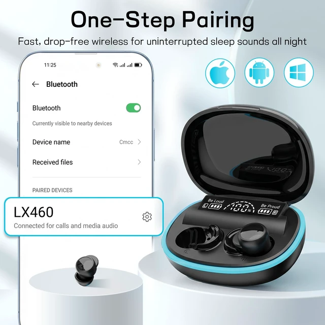 Alt view image 6 of 7 - Sleep Earbuds for Side Sleepers, Mini Invisible Bluetooth Earbuds, Ultra-Light Sleep Headphones HiFi Sound, Long Battery Life, LED Display, Bluetooth 5.4, ANC Noise Cancelling, Black