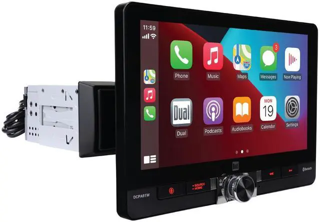 Main image of DCPA81W 8" Wireless CarPlay & Android Single/Double DIN | Fits single or double DIN, wired or wireless Certified Apple CarPlay plus Android Auto, front and rear camera inputs, USB