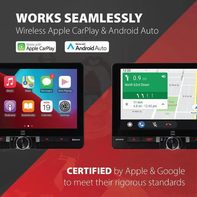 Alt view image 2 of 7 - DCPA81W 8" Wireless CarPlay & Android Single/Double DIN | Fits single or double DIN, wired or wireless Certified Apple CarPlay plus Android Auto, front and rear camera inputs, USB