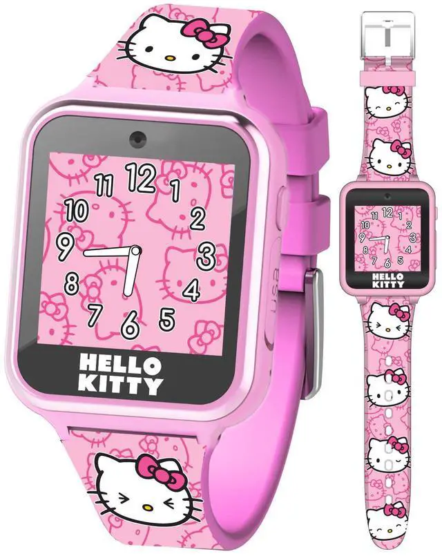Main image of Hello Kitty Kids Smartwatch - Interactive Touchscreen with 10 Watch Faces, Camera, Games, Alarm, Step Tracker & More - Fun Gift for Girls with Pink Silicone Strap - Fits Wrists 5.5'' to 8.0"
