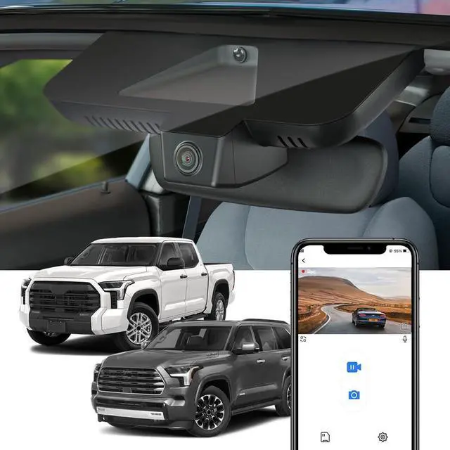 Main image of 4K Dash Cam Suitable for Toyota Tundra 2022-2026 Hybrid & Sequoia 2023-2026 (Gen3), OEM Factory Look, 2160P UHD Video, Built-in WiFi & APP, Loop Recording, G-Sensor, Plug & Play, 64GB Card