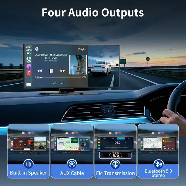 Alt view image 3 of 7 - 11.5" Largest Wireless Carplay Screen for Car, Portable Apple Carplay & Android Auto Touch Screen,1080p Backup Camera/Mirror Link/Voice Control/GPS/Bluetooth