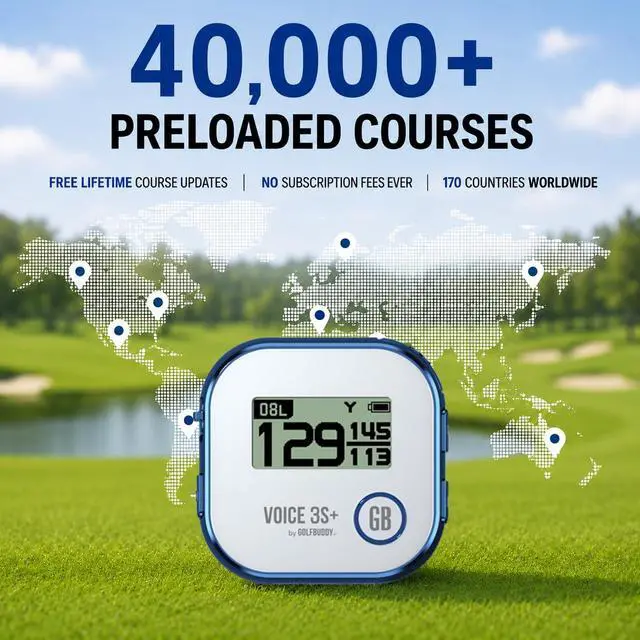 Alt view image 4 of 7 - GOLFBUDDY Voice 3S+ Talking Golf GPS Rangefinder | Clip-On Hat GPS with Slope On/Off | Audio Distance to Front/Center/Back | 40,000 Courses | 18-Hour Battery | No Subscription Fees (Blue)
