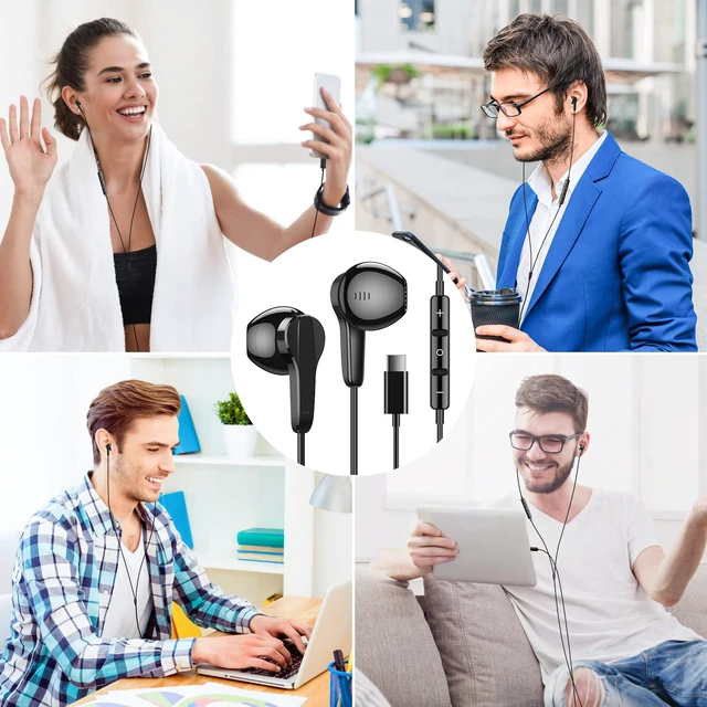 Alt view image 7 of 7 - USB C Headphones Wired for Samsung S26 S25 Ultra S24 S23 Fe S22, Black Type C Earphones with Mic Stereo Magnet Plug in USBC Wired Earbuds for iPhone 17 Air 16 15 18 Pro Max Duo Plus/Galaxy Flip 7