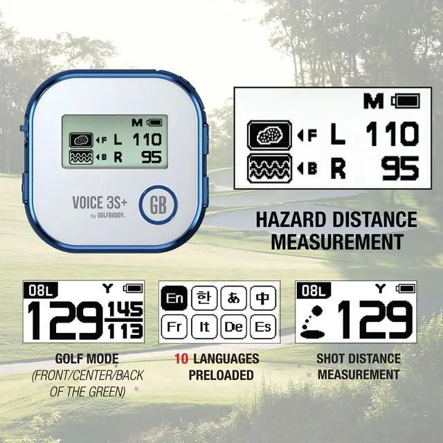 Alt view image 5 of 7 - GOLFBUDDY Voice 3S+ Talking Golf GPS Rangefinder | Clip-On Hat GPS with Slope On/Off | Audio Distance to Front/Center/Back | 40,000 Courses | 18-Hour Battery | No Subscription Fees (Blue)